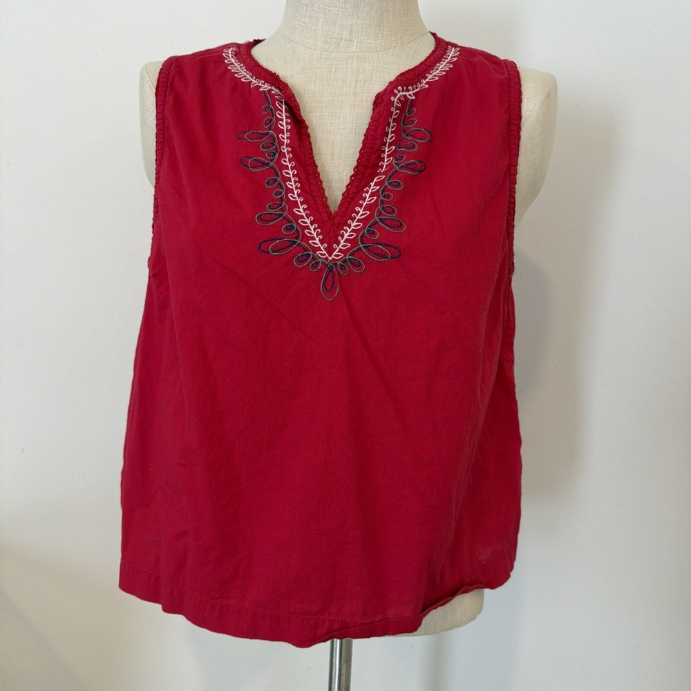 Arizona‎ Jean Company Women's Red Embroidered Tank Top Size XL 100% Cotton